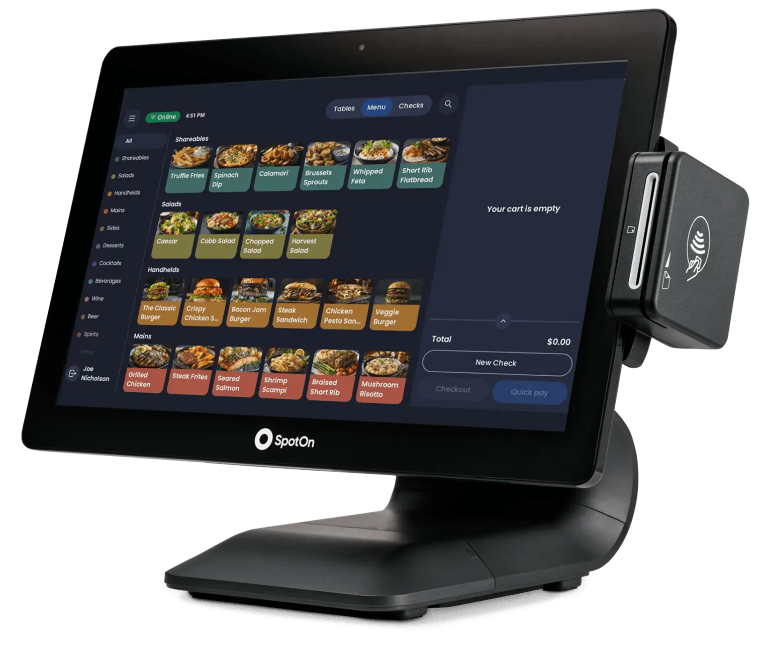 SpotOn Station 15.6 inch POS terminal with side-mounted card reader